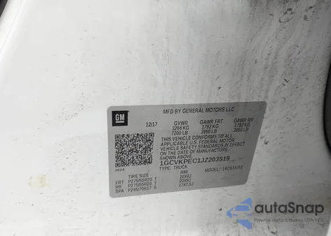 2018 Chevrolet Silverado K1500 Custom из США, поврежденный, VIN 1GCVKPEC1JZ203519